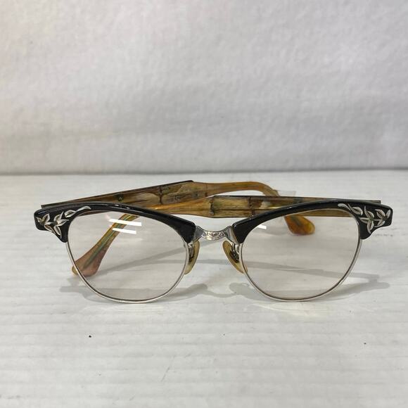 Vintage ArtCraft Bifocal Eyeglasses 1/10 12K GF Women's Black /Silver Cat Eye - Picture 1 of 9